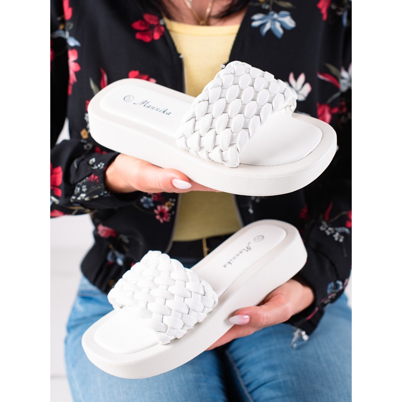 Mannika Papuče na platformi bijela 1