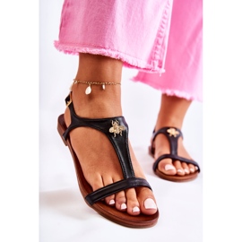 S.Barski Udobne ženske sandale s crnim ukrasom od sabrina crna 1