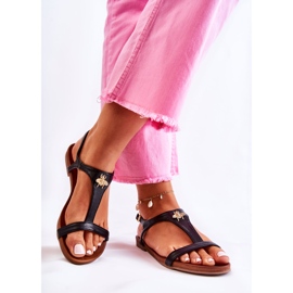 S.Barski Udobne ženske sandale s crnim ukrasom od sabrina crno 2
