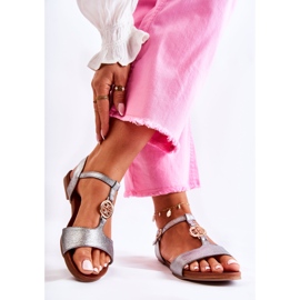 S.Barski Lagane ženske sandale s kopčom Carida tamno srebrne boje srebro 2