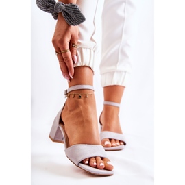 PS1 Ženske sandale od antilopa na visokoj peti sive Luciana siva 1