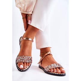 PS1 Ženske sandale na ravne potpetice s čepovima od ružičastog zlata Francesca ružičasta zlatni 2