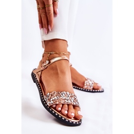 PS1 Ženske sandale na ravne potpetice s čepovima od ružičastog zlata Francesca ružičasta zlatni 1