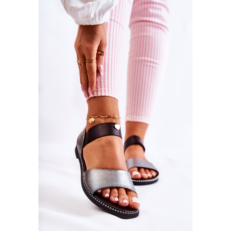 S.Barski Klasične sandale s čepovima tamno srebrna Shelly crna srebro 1