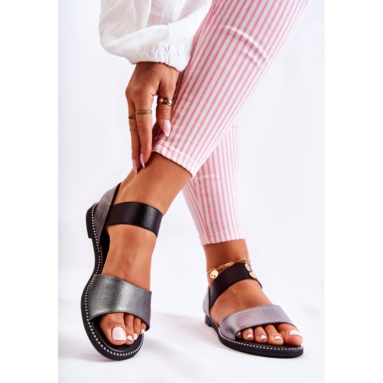 S.Barski Klasične sandale s čepovima tamno srebrna Shelly crna srebro 2