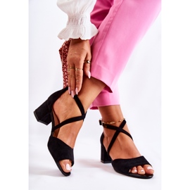 Ženske sandale na petu Sergio Leone SK825 crne crno 2