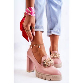 PA2 Elegantne pumpice s ukrasnom jednoličnom ružičasto-bež Caterine ružičasta 1