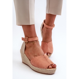 Udobne ženske sandale na klin Svijetloružičasta Dellia 2