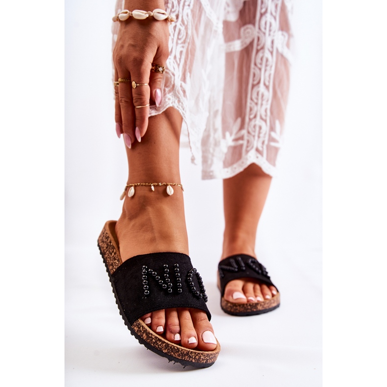 PE1 Klasične antilop papuče s perlama crne Vayane crna 1