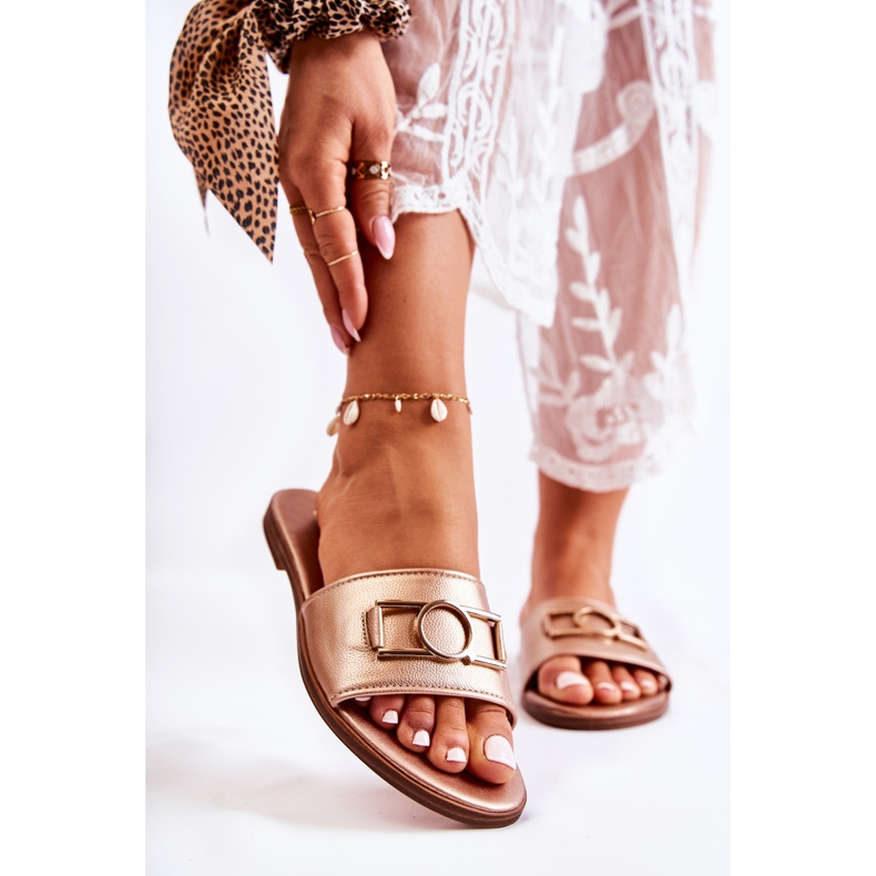 PE1 Ženske klasične papuče sa zlatnim sherri ukrasom 1