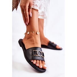 PE1 Ženske klasične papuče s crnim sherri ukrasom crna 1