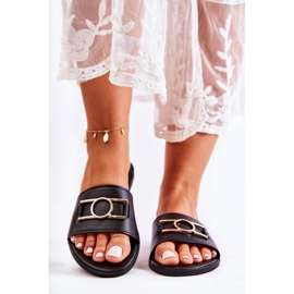 PE1 Ženske klasične papuče s crnim sherri ukrasom crno 2