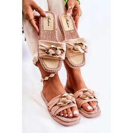 FK1 Antilop papuče s ukrasnim lančićem Bež Louie 2