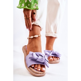 FK1 Ženske papuče s mašnom od tkanine Violet Ginna ljubičasta 1