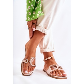 FS1 Modne ženske bež marsala papuče 2