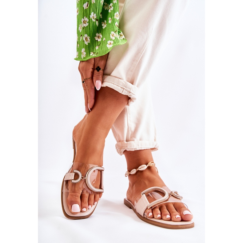 FS1 Modne ženske bež marsala papuče 2