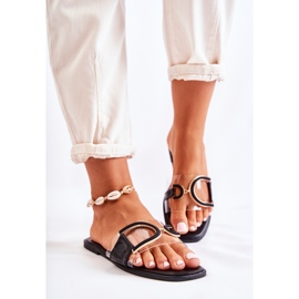 FS1 Modne ženske crne papuče Marsala crna 1