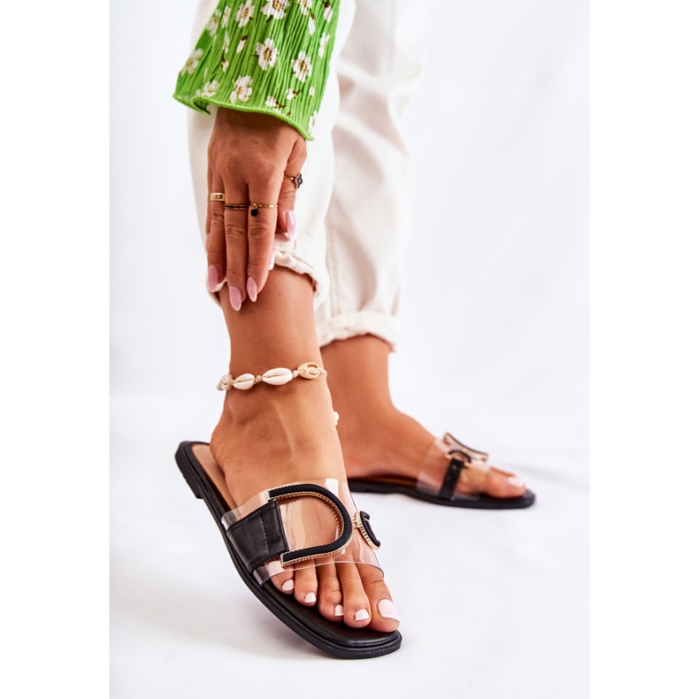 FS1 Modne ženske crne papuče Marsala crno 2