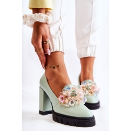 PA2 Elegantne pumpice s glatkim zelenim Caterine ukrasom zelena 1