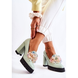 PA2 Elegantne pumpice s glatkim zelenim Caterine ukrasom zelena 2