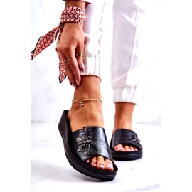 Vinceza Modne ženske papuče s crnim ukrasom crno 1