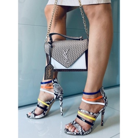 Sandale na pribadaču Sofronia SMEĐA / BIJELA višebojan 1