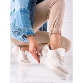 TRENDI Elegantne tenisice na platformi bež 1
