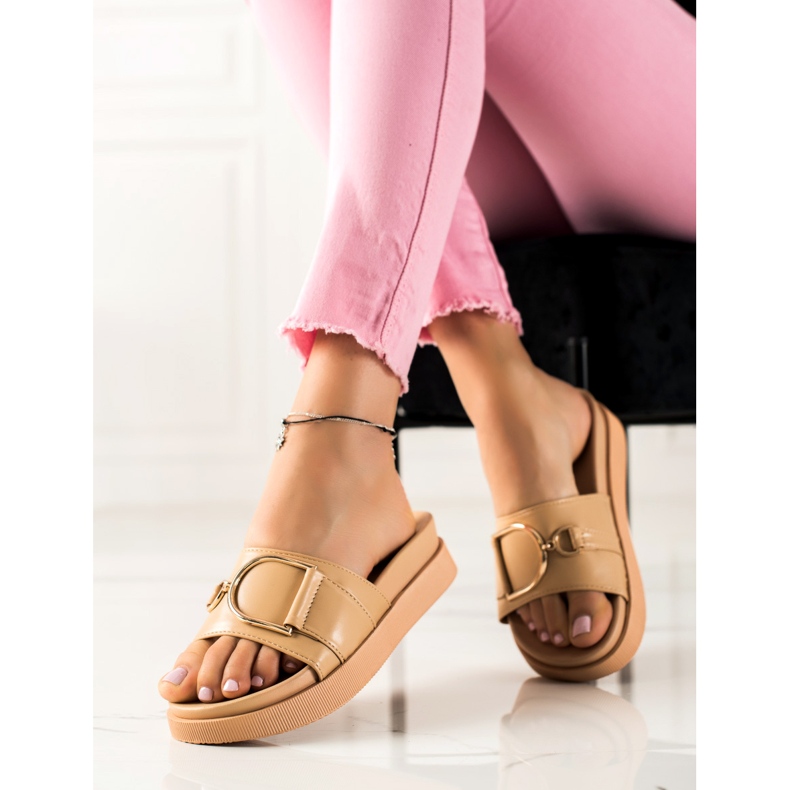 MIKA Elegantne bež japanke smeđa 1