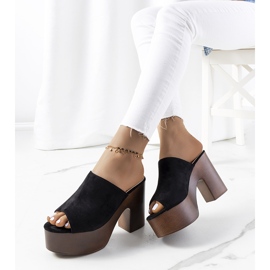 Crne papuče na platformi Klaren crna 1