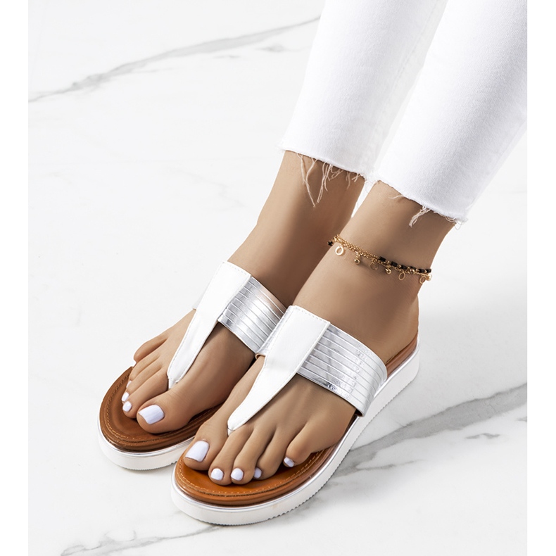 Murilo bijele metalik papuče bijela 1