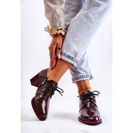 S.Barski Cipele s patentnim zatvaračem smeđe i crvene Laurose smeđa crvena 2