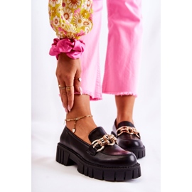 PS1 Kožne cipele s ukrasnim crnim karminskim lančićem crna 1