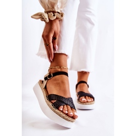 FL1 Ženske pletene sandale na crnoj platformi Selea crna 1