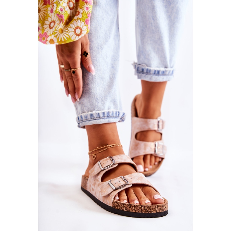 PE1 Ženske papuče na pluto s kopčama Rose Gold Vivio ružičasta 2