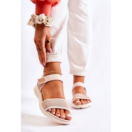 PE1 Ženske udobne sandale s čičak bež Sidney 1