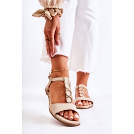 PE1 Ženske klasične sandale s ukrasnim remenom bež Terina 1