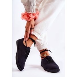 PE1 Ženske klasične tenisice zavezane crne Dellis crna 2