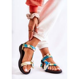 PM1 Ženske sandale sa zelenim Caprisa čičak trakom bijela 2