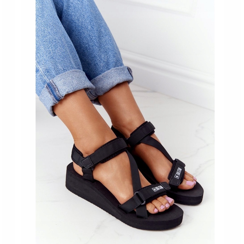 Ženske sandale od pjene na klinu Big Star FF274A349 Black crno 5