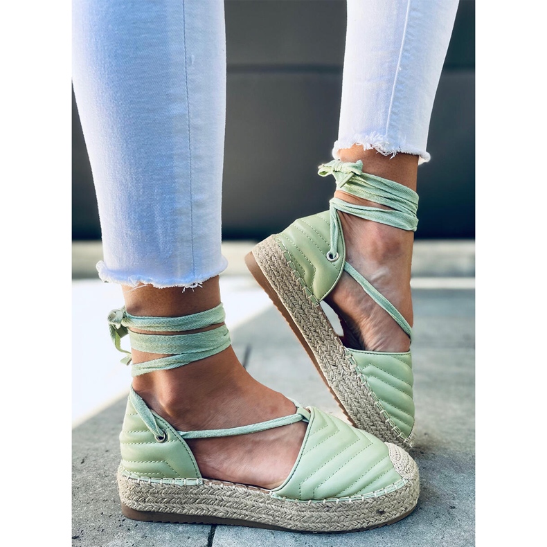 Freesia Green espadrile vezane za gležnjeve zelena 2