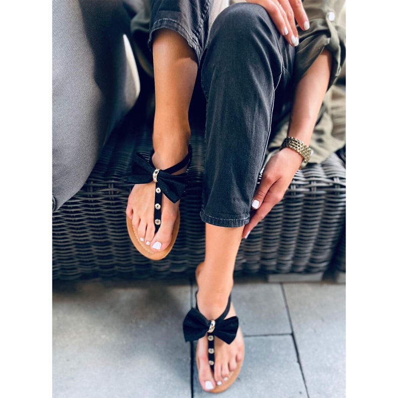 Japanke s Twist Black mašnom crna 2