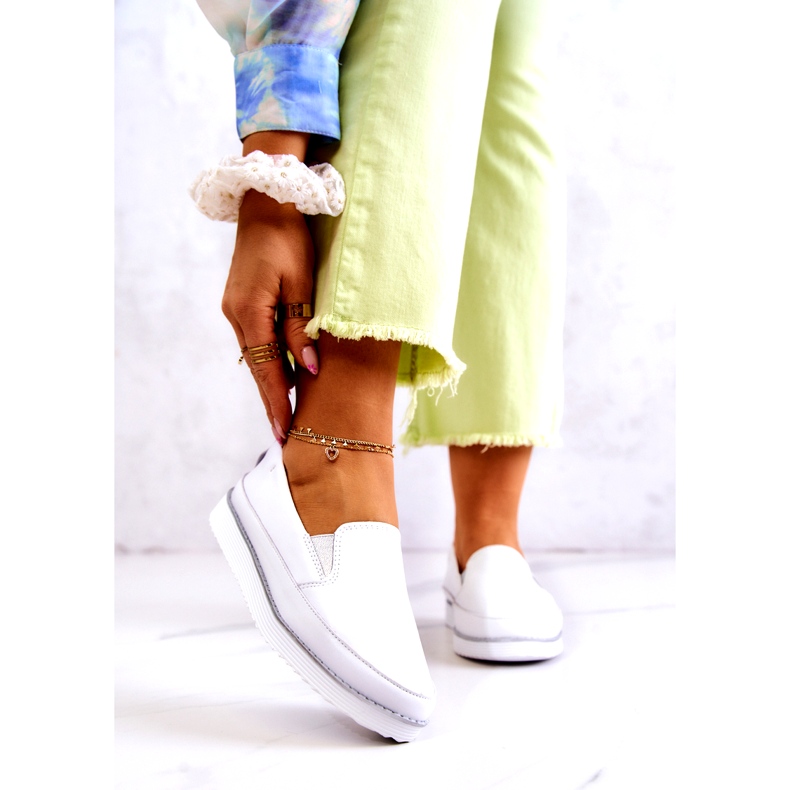 Ženske kožne tenisice slip-on S.Barski bijela 1