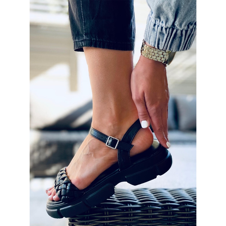 Sandale na visokom Shanti Black potplatu crna 2