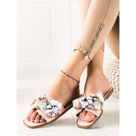 SHELOVET Papuče s ukrasnom mašnom ružičasta 1