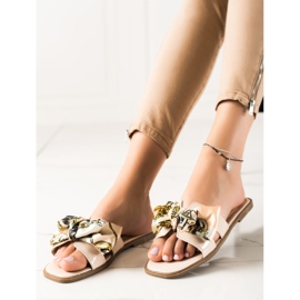 SHELOVET Papuče s ukrasnom mašnom bež 1