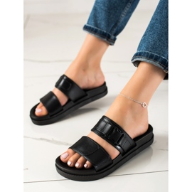 SHELOVET Crne papuče s kopčom crna 1