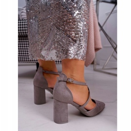 Ženske pumpe na petu u sivoj boji Spitz siva 4