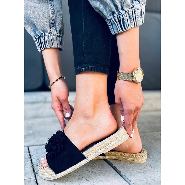 Cvjetne papuče fiesta Primrose Black crna 1