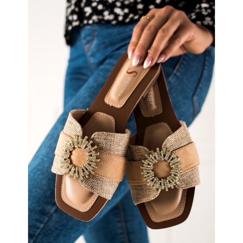 Seastar Papuče s ukrasom od kubičnog cirkonija bež 2