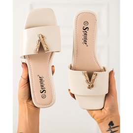 Seastar Elegantne bež papuče 1